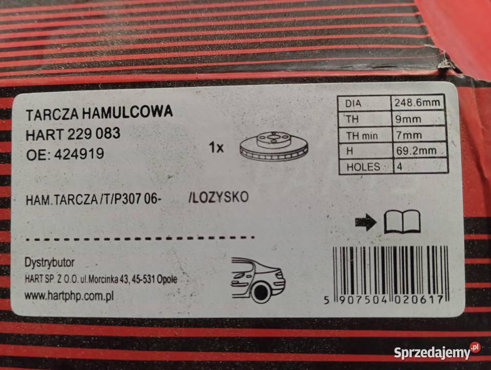 Tarcza hamulcowa Peugeot 307 Citroen i inne osobowe