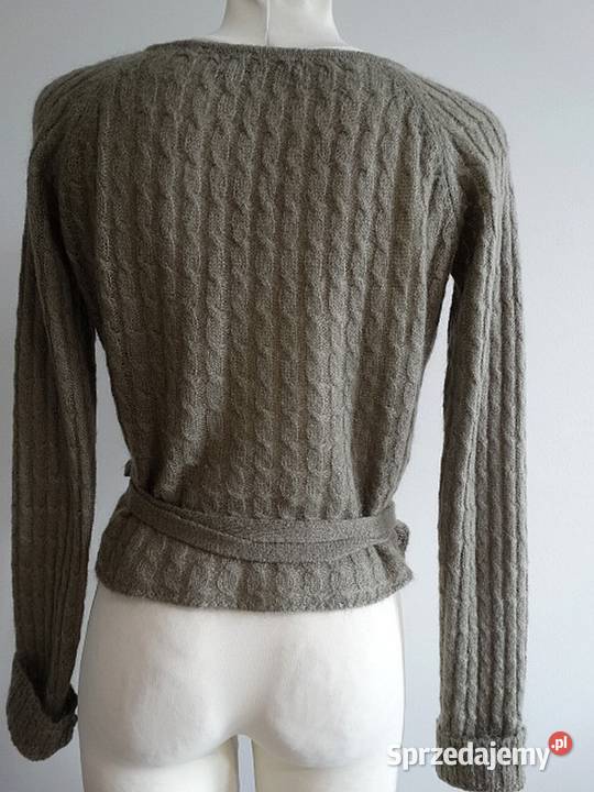 Sweter Zara Wełniany Moherowy Kopertowy Wiązany Łomża