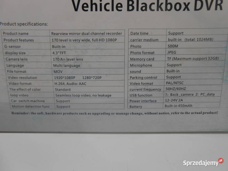 Wideorejestrator w Lusterku Katowice sprzedam