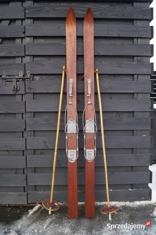 Stare narty bukowe hikorowe 163 kijki podkarpackie