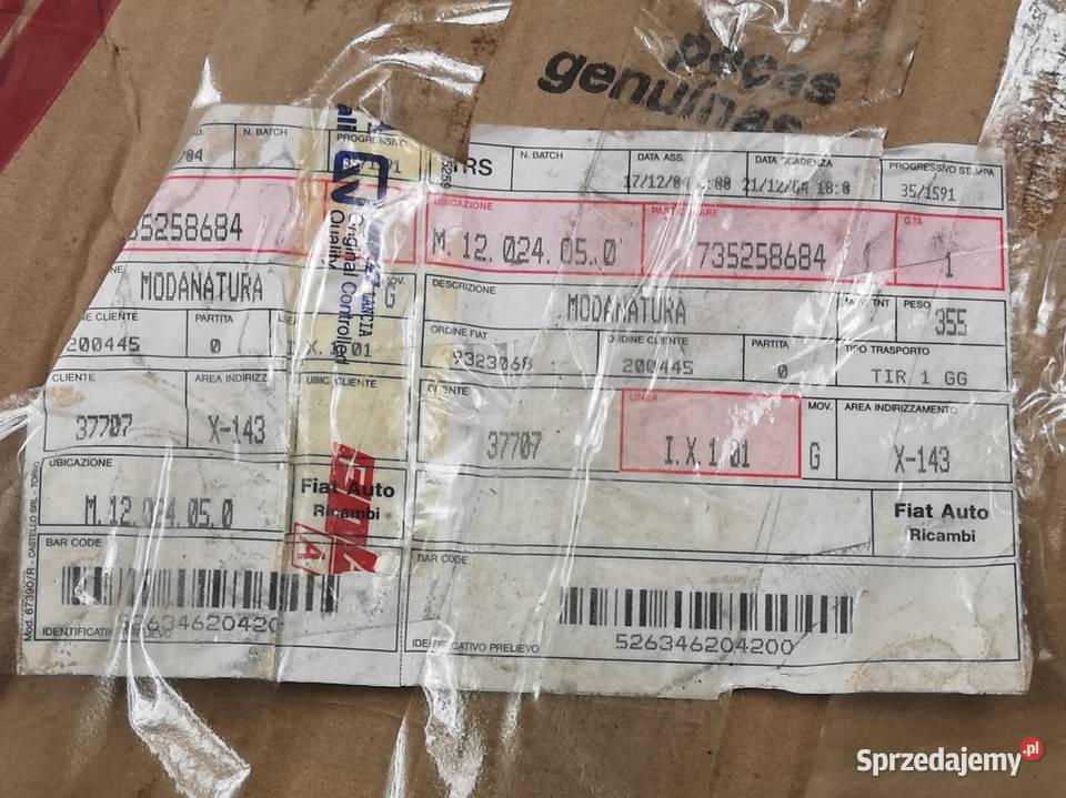 OSŁONA SZKRZYNI ŁADUNKOWEJ LEWY TYŁ FIAT STRADA Uszczelki