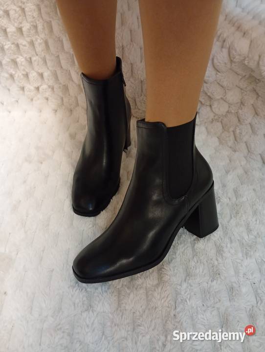 40 LookCzarne botki biznesowe z Londynu NOWE 25.4cm Półbuty Kraków