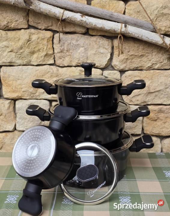 259 Garnki lakierowane czarne 4 sztuki Masterpan Zabrze