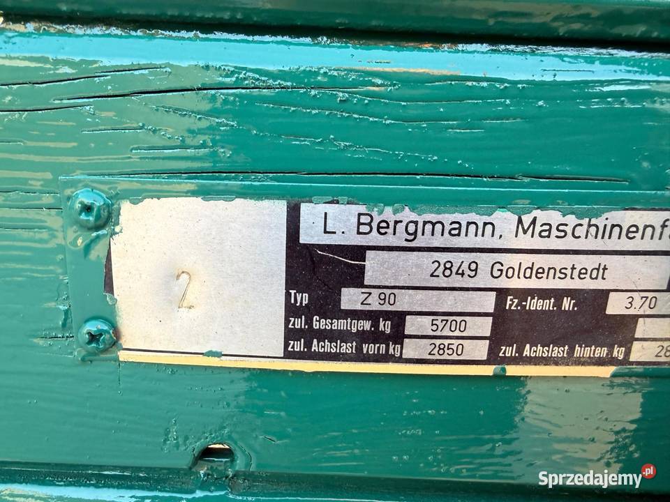 Przyczepa rolnicza Bergmann Z 90 2osiowa