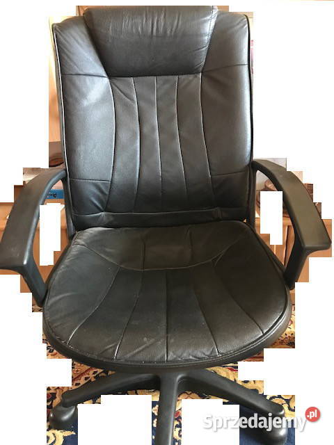 Fotel obrotowy biurowy, skórzany, czarny