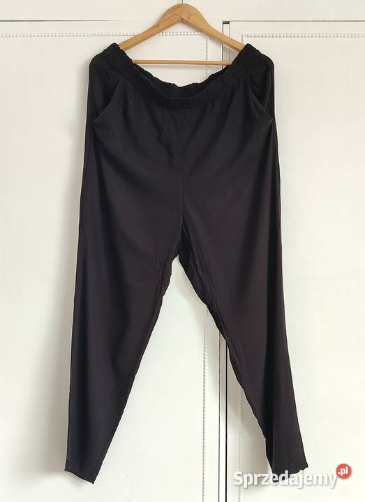 Czarne wiskozowe spodnie z gumką HM XL plus size