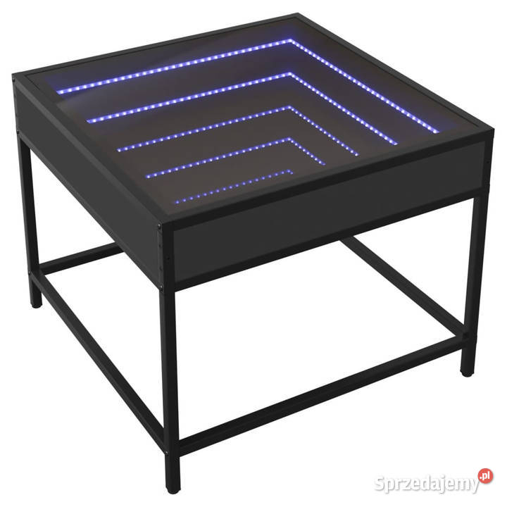 Stolik kawowy z LED Infinity czarny 50x50x41 Warszawa