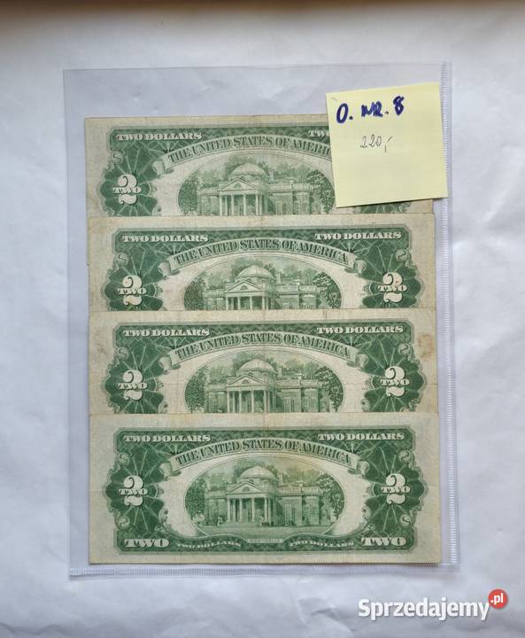 O 8 USA 2 Dollars 1953 1953A Red Seal zestaw 4 Ostrów Mazowiecka