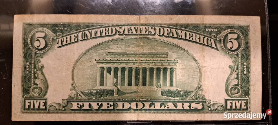banknot pięć dolarów 1934 roku żółta pieczątka mazowieckie