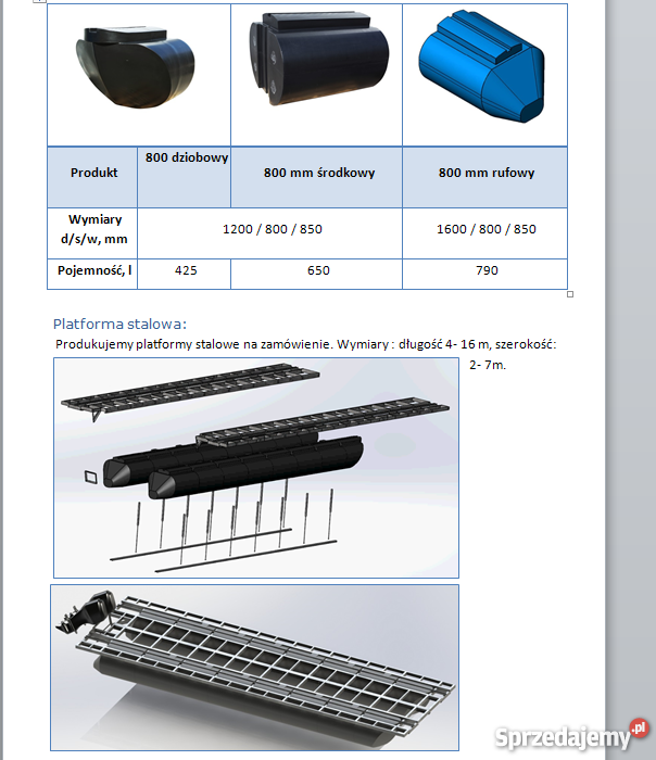 Pływak pomost do housebotu tratwy rekreacyjnej Konopnica