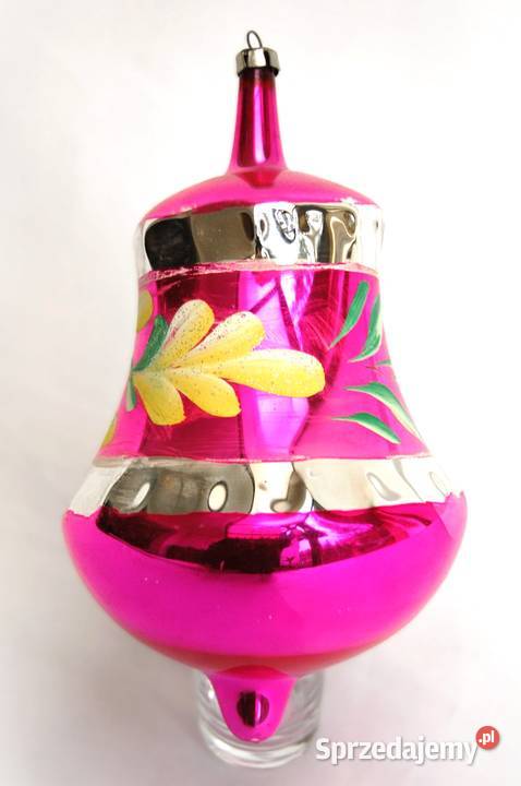 Stara bombka szklana ręcznie malowana duży Lublin
