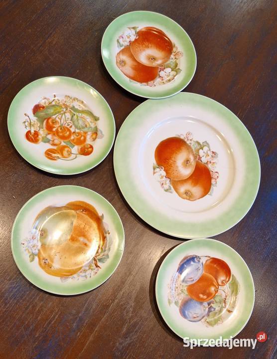Stare TALERZE DESEROWE 4 Ćmielów porcelana Owoce Lublin