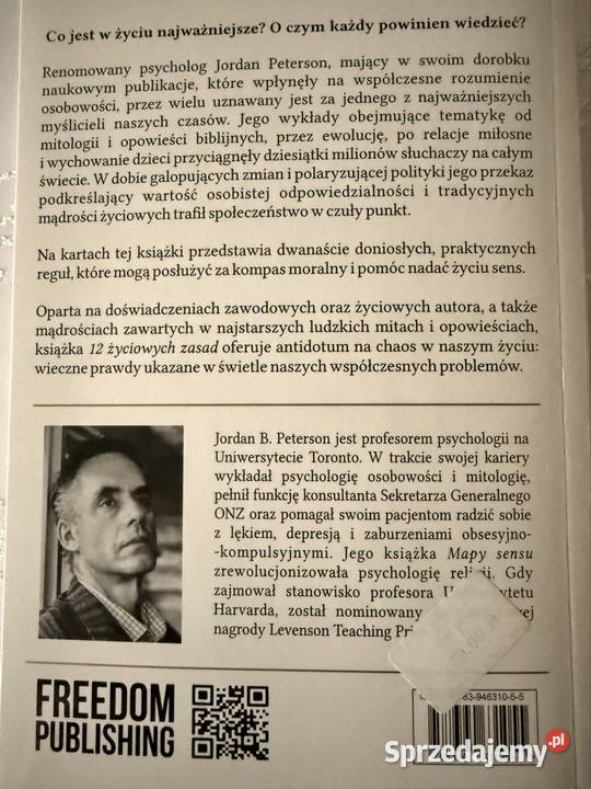 Książka Jordan B Peterson 12 Życiowych Zasad miękka z obwolutą Czerwionka-Leszczyny