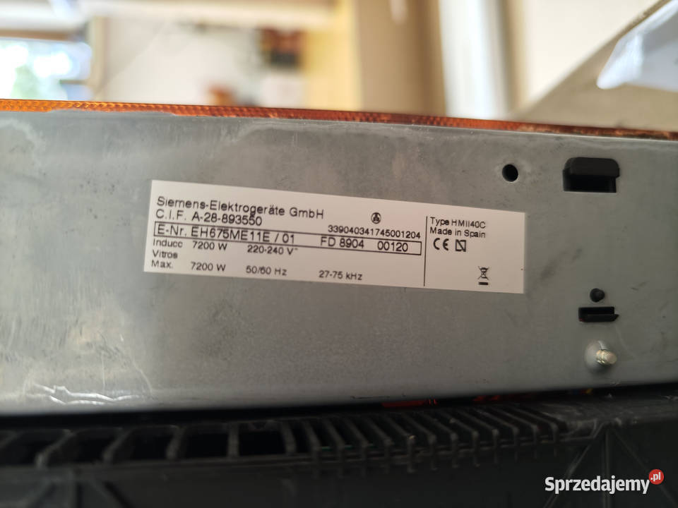 płyta indukcyjna Siemens EH675ME11E uszkodzona mazowieckie Warszawa sprzedam