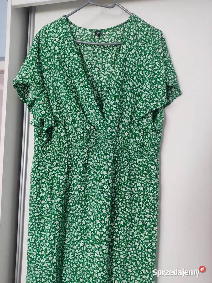 Sukienka shein Curve zielona 4xl kwiatuszki lubelskie