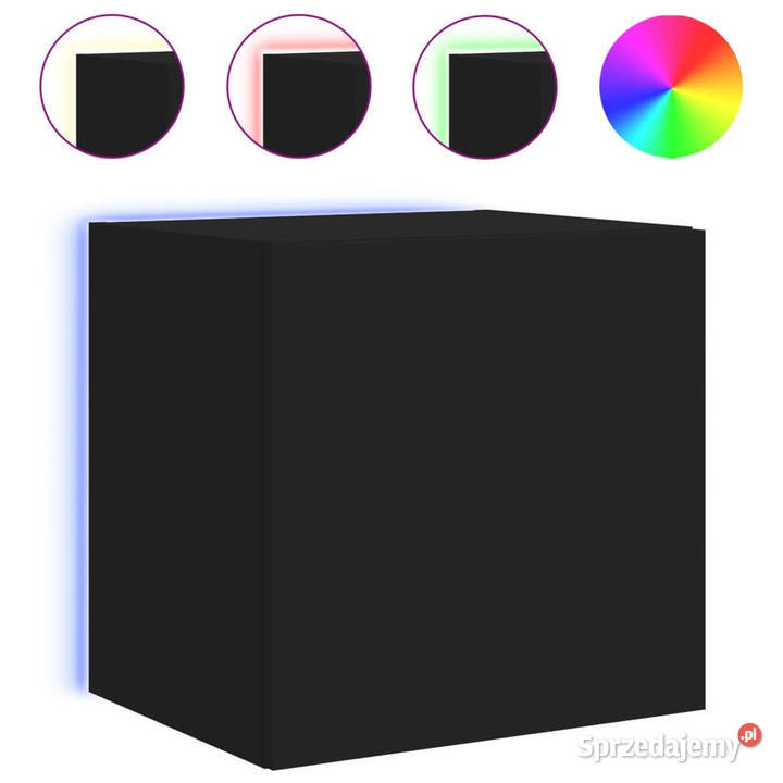 Ścienna szafka TV z LED czarna 405x35x40