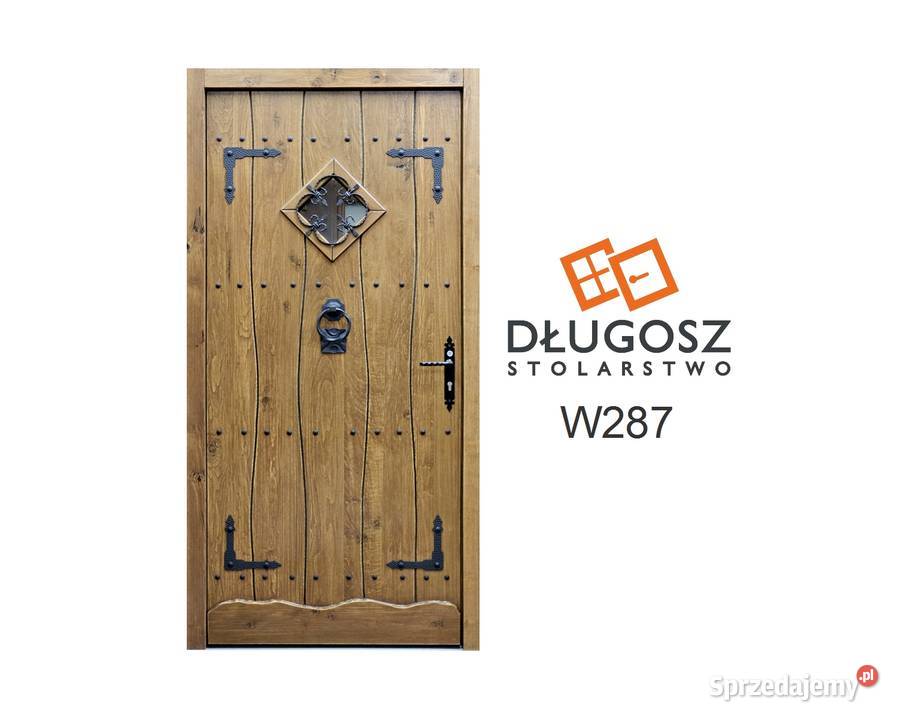 Drzwi DŁUGOSZ drewniane zewnętrzne wiejskie Głogówek