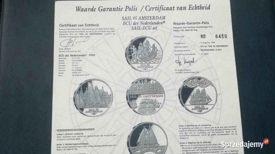Holandia 5 x 2 ecu Amsterdam Sail 95 śląskie Wodzisław Śląski sprzedam