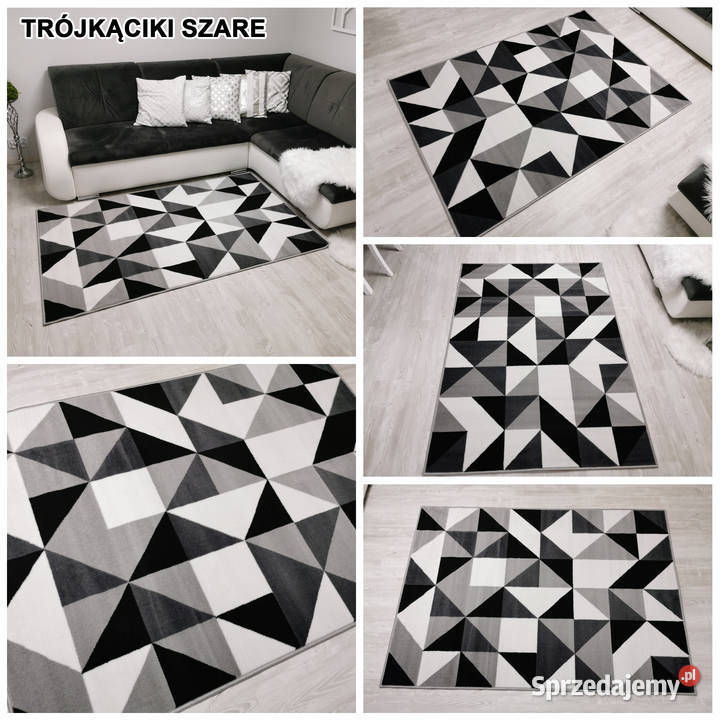 DYWAN 140X200 IDEA TRÓJKĄCIKI SZARE GĘSTY Dom i Ogród Białystok