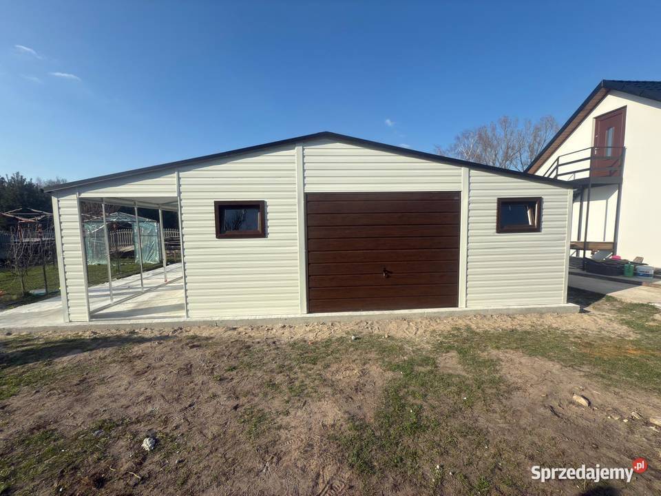 Garaż blaszany biały 10x7 hala wiata