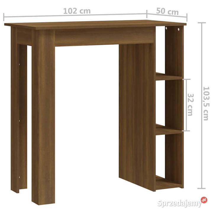 Stolik barowy z półkami brązowy dąb 102x50x1035 Warszawa