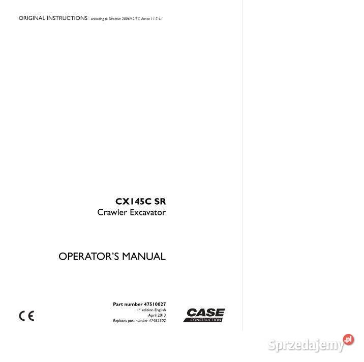 CASE CX145C SR instrukcja dtr katalog części świętokrzyskie Kielce