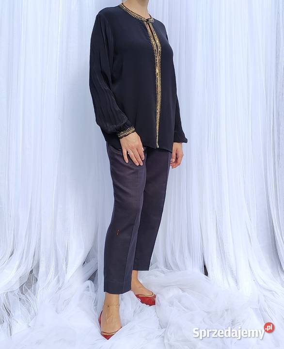 Czarna bluzka top XL 42 Monsoon wiskoza koraliki zachodniopomorskie Szczecin