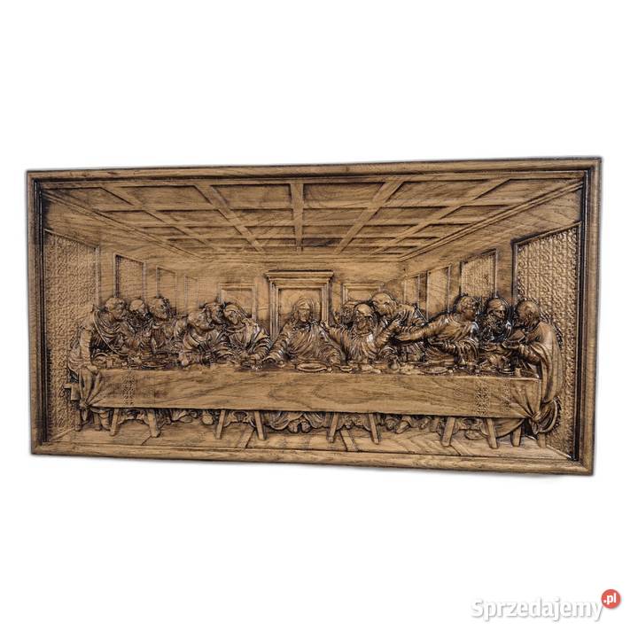 Płaskorzeźba w dębie Ostatnia Wieczerza Prezent Malechowo