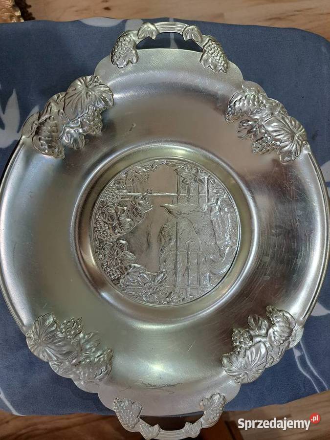 Stara metalowa taca lis i winogrona 30x 245