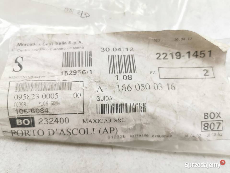 SZYNA ŚLIZGOWA ROZRZĄDU MERCEDESBENZ AKLASA sprzedam