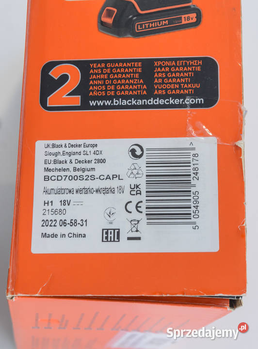 Wkrętarka udarowa akumulatorowa BlackDecker 18V sprzedam