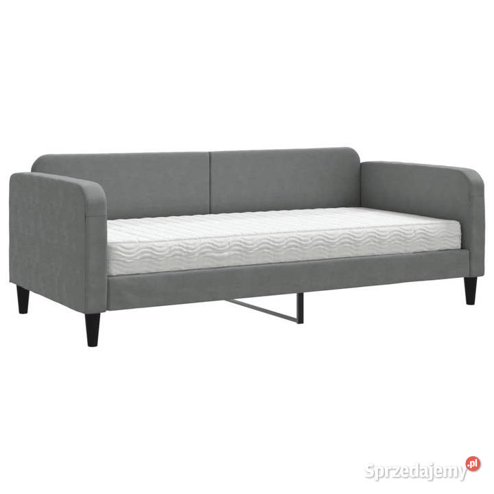 Sofa z materacem ciemnoszara tkanina 90x190