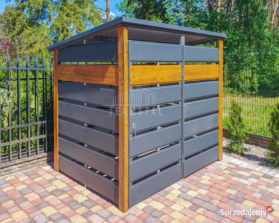 Wiata Śmietnikowa 12x1m drzwi Antracyt Jasny Altany i wiaty Rzeszów