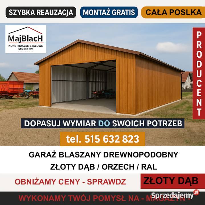 Garaż Blaszany Grafitowy Magazyn Stalowy Wiata Brzeg sprzedam