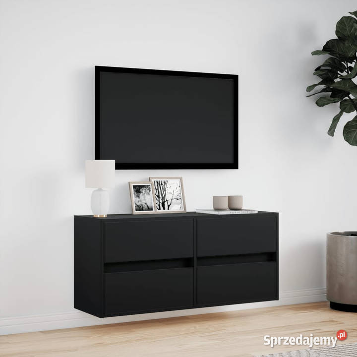 Ścienna szafka TV z LED czarna 100x31x45 mazowieckie Warszawa sprzedam