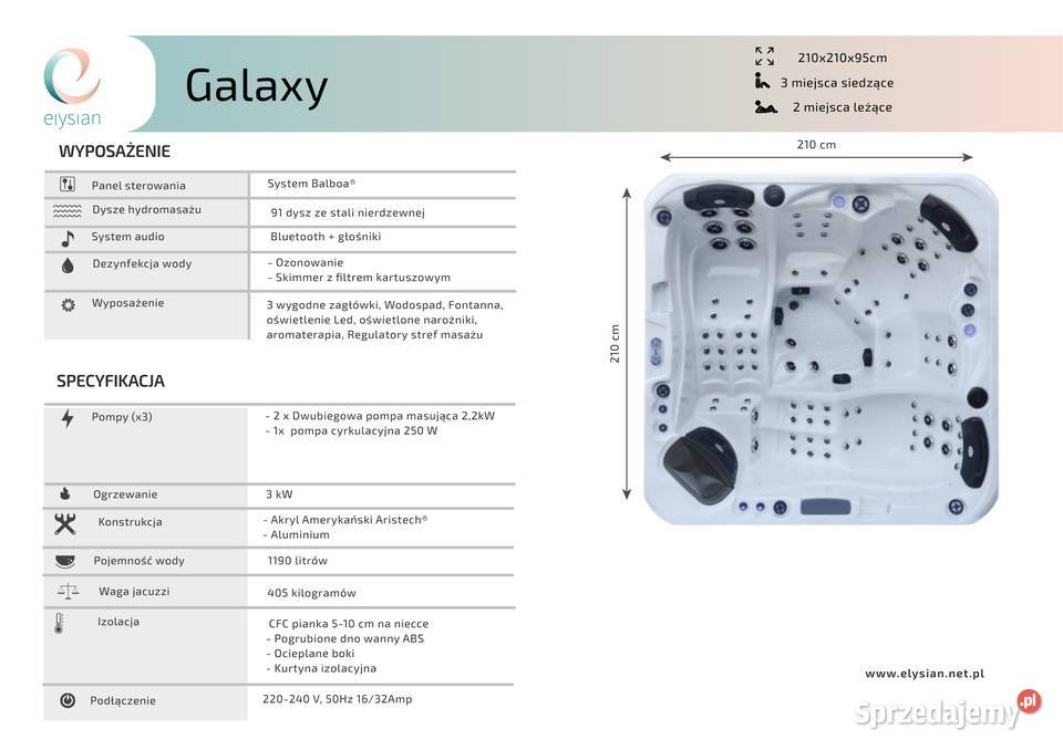 Jacuzi Galaxy mocne 91 dysz gruba izolacja Łódź sprzedam