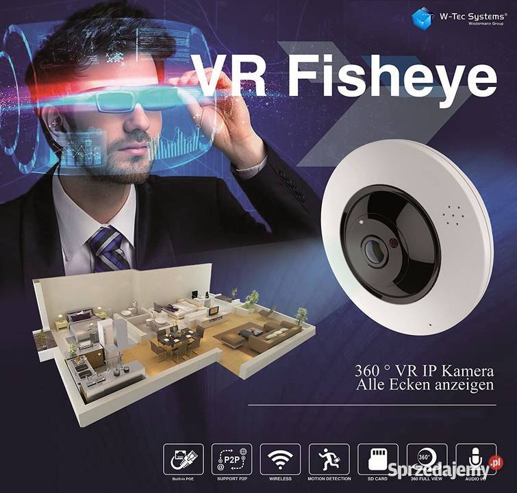 Kamera IP analog FISHEYE 6MPX RYBIE OKO mSD 360 Wrocław sprzedam