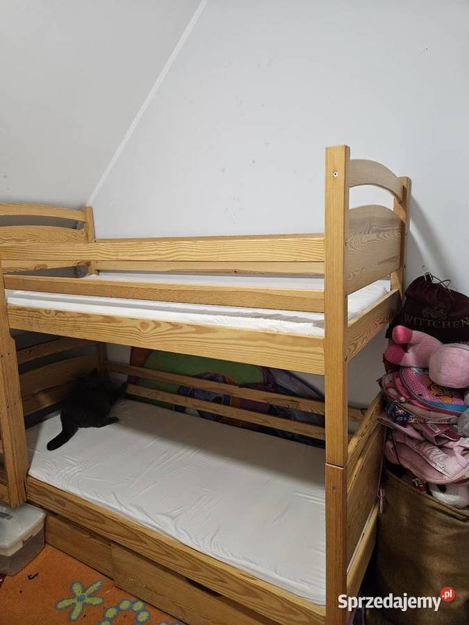 łózko piętrowe z 2 szufladami 80x180 lity świerk Kartuzy