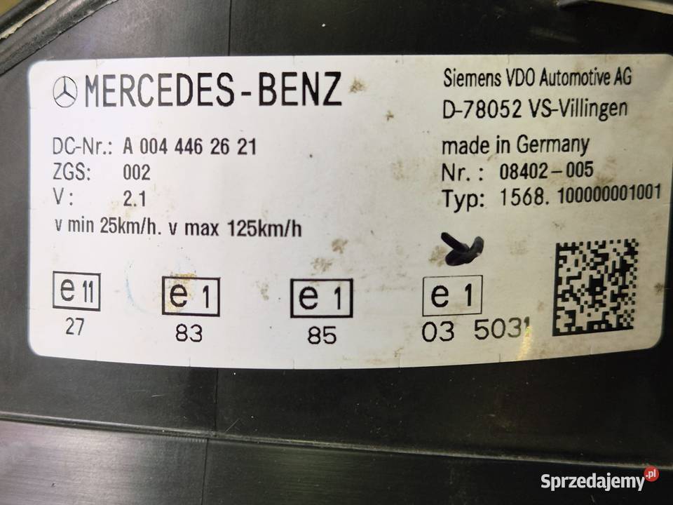 LICZNIK ZEGAR A0044462621 MERCEDES MP3 ACTROS ciężarowe