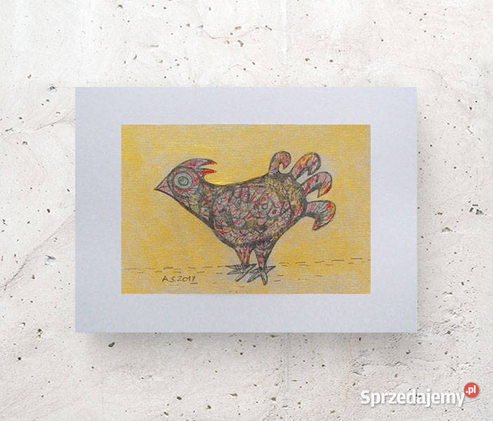 złoto szary obraz a4 ptak rysunek ładny szkic z Szczecin