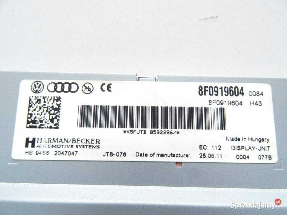WYŚWIETLACZ EKRAN LCD NAVI NAWIGACJI 8F0919604 osobowe sprzedam