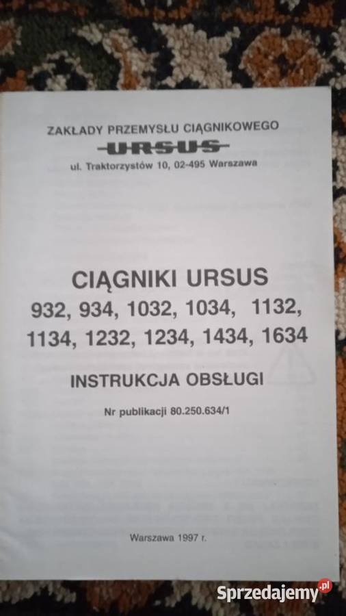 Instrukcja obsługi Ursus 1232123414341634 Lublin sprzedam