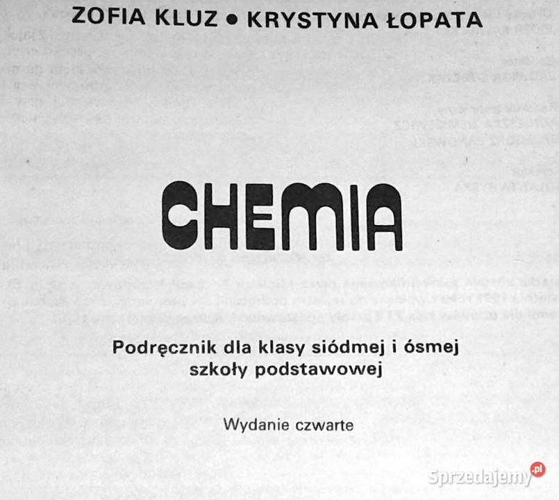 Chemia 78 Zofia Kluz Krystyna Łopata Rok wydania 1994