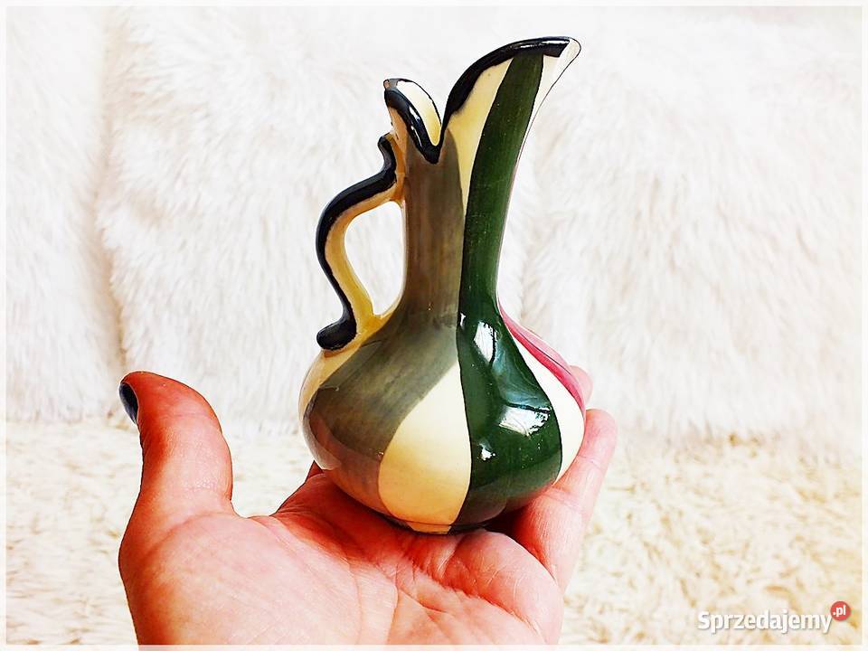 Stary kolorowy wazonik ceramiczny Sygnowany z Żary sprzedam