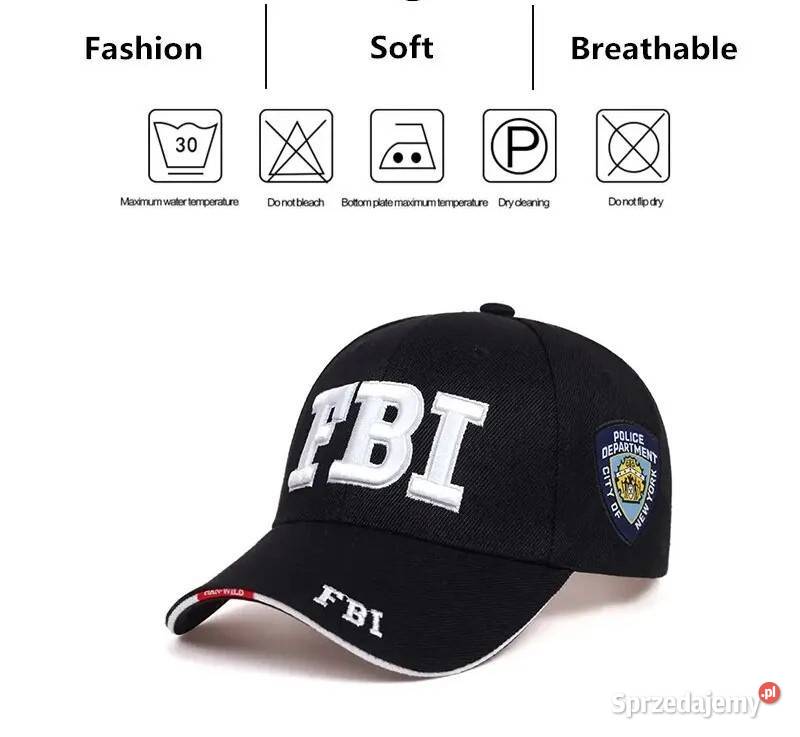 Czapka z daszkiem FBI z medalem FBI platerowanym Wołomin