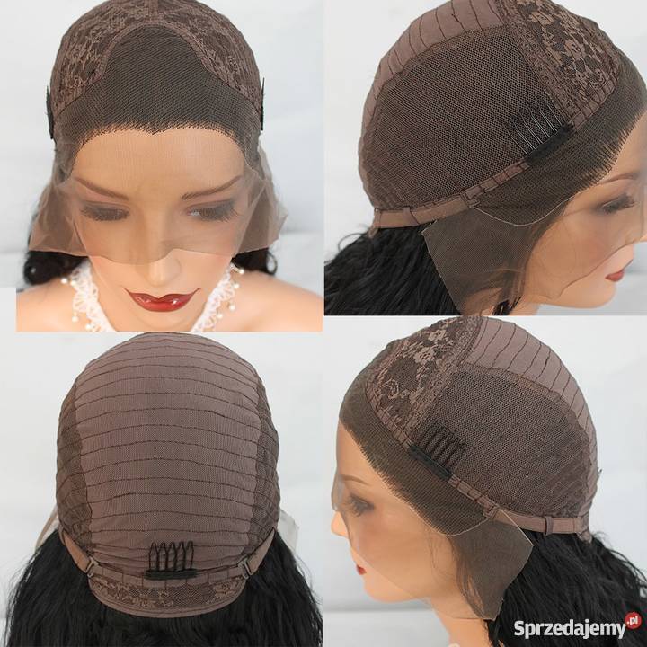 Piękna Peruka Lace front syntetyczna szara ombre