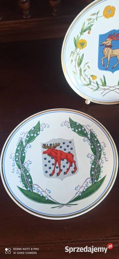 Talerz z herbami miast szwedzkich Gefle Sweden Gdańsk