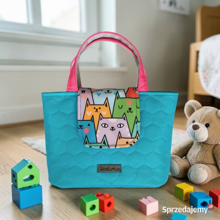 Niebieska Torebka Koszyk w KOTKI handmade Kraków