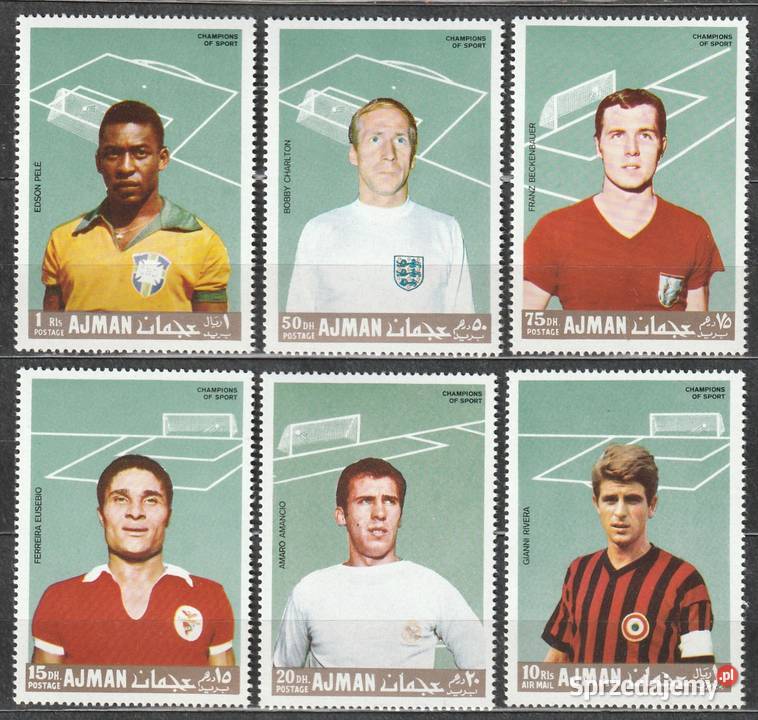 AJMAN PIŁKARZE PELE plus inni CZYSTE Filatelistyka Łódź sprzedam