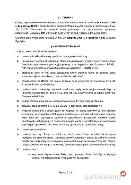 Syndyk sprzeda piwnicę lokatorską w Siedlcach 960zł/m2 mazowieckie Siedlce sprzedam